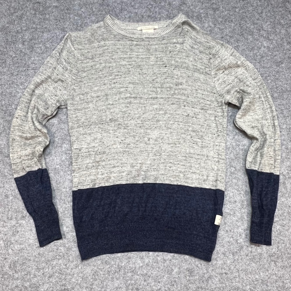 Scotch Soda Home Alone Knit Sweater Mens Gray Blue Colorblock Crew Neck Medium
